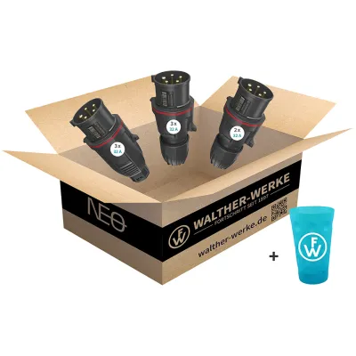 Walther CEE NEO Aktionspaket FW032024NP | CEE Stecker Set 32A 5-polig 400V IP54 | One Touch & Classic | Phasenwender