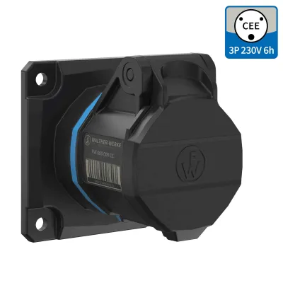 WALTHER CEE-Anbaudose FW410306CC | 16A 3-polig | 230V | gerade | IP54 | schraublose Klemme | Kunststoff | blau