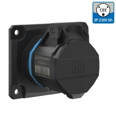 WALTHER CEE-Anbaudose FW410306CC | 16A 3-polig | 230V | gerade | IP54 | schraublose Klemme | Kunststoff | blau