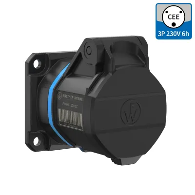 WALTHER CEE Anbaudose FW412306SK | 16A 3-polig | gerade | IP54 | Schraubanschluss | 6h | 200-250V | Kunststoff | blau