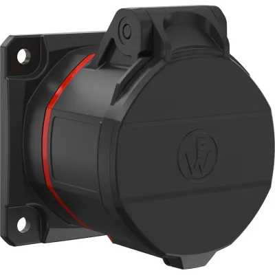 WALTHER CEE-Anbausteckdose FW410506SK | 16A 5-polig 400V | IP54 | Schraubklemme | 6h | 75x75mm | Kunststoff | rot