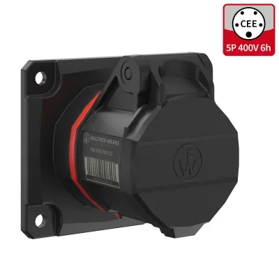 WALTHER CEE-Anbausteckdose FW410506SK | 16A 5-polig 400V | IP54 | Schraubklemme | 6h | 75x75mm | Kunststoff | rot