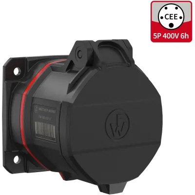 WALTHER CEE-Anbaudose FW430506CC | 32A 5-polig | gerade | 400V | IP54 | Klemmentechnik schraublos | rot | Kunststoff