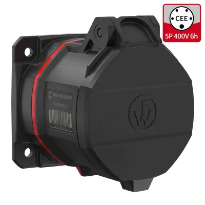 WALTHER CEE Anbaudose FW430506SK | 32A 5-polig 400V | Schraubanschluss | IP54 | gerade | Kunststoff | rot