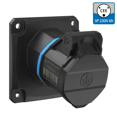 WALTHER CEE NEO Anbaudose FW510306CC | 16A 3-polig | 6h | IP54 | schraublose Klemme | abgewinkelt | Kunststoff | blau