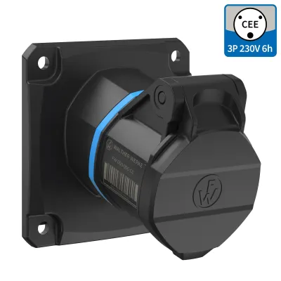 WALTHER CEE NEO Anbaudose FW510306CC | 16A 3-polig | 6h | IP54 | schraublose Klemme | abgewinkelt | Kunststoff | blau