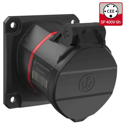 Walther CEE Anbaudose FW510506CC | 5-polig 16A 400V | schräg | IP54 | schraublose Klemme | 6h | rot