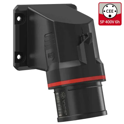 Walther CEE Anbaugerätestecker FW711506CC | 5-polig 16A 400V | schräg | schraublose Klemme | IP54 | Kunststoff | rot