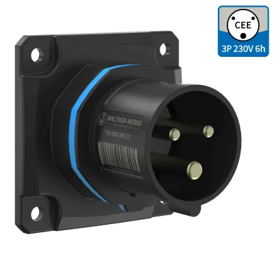 WALTHER CEE Anbaugerätestecker FW610306CC | 16A 3-polig | schraubenlos | 230V | IP54 | gerade | Kunststoff | blau