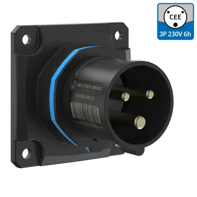 WALTHER CEE Anbaugerätestecker FW610306CC | 16A 3-polig | schraubenlos | 230V | IP54 | gerade | Kunststoff | blau