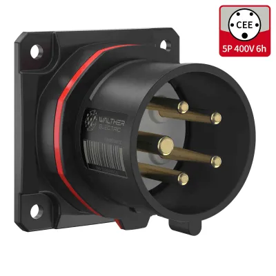Walther CEE Anbaugerätestecker FW610506CC | 16A 5-polig | 400V 6h | IP54 | schraublose Klemme | Kunststoff | rot
