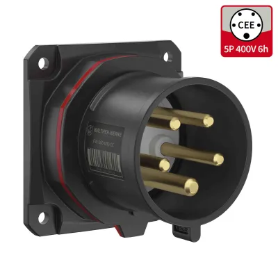 WALTHER CEE Anbaugerätestecker FW631506CC | 32A 5-polig | 400V 6h | IP54 | schraublose Klemme | gerade | rot