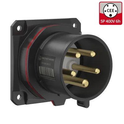 WALTHER CEE Anbaugerätestecker FW631506CC | 32A 5-polig | 400V 6h | IP54 | schraublose Klemme | gerade | rot