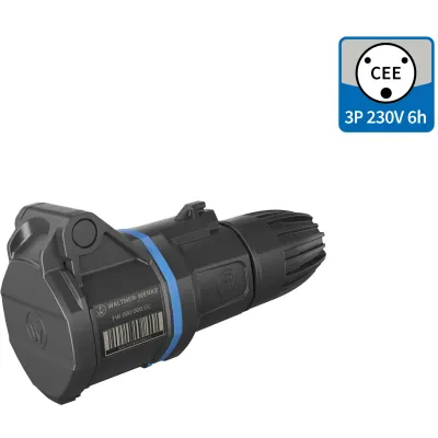 Walther CEE-Kupplung FW311306CC | 16A 3-polig | IP54 | 6h | 200-250V | schraublose Klemme | Kunststoff | blau