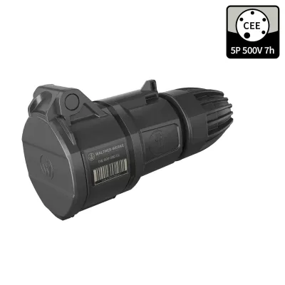 WALTHER CEE-Kupplung FW311507SK | 16A 5-polig | 7h | IP54 | 500V | Schraubklemme | Kunststoff | gerade | schwarz