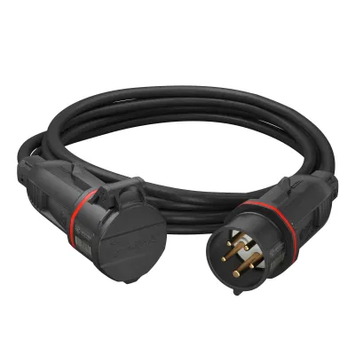 WALTHER CEE Verlängerung 39100501050100 | 16A 5-polig | 5m H07RN-F 5G1,5 | IP54 | Gummi | ölbeständig | schwarz