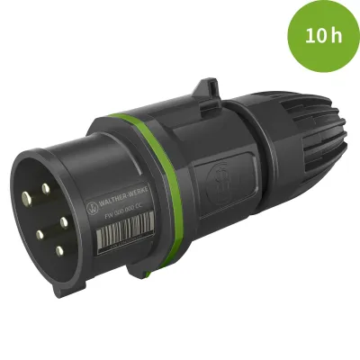 WALTHER CEE-Stecker FW211510SK | 5-polig 16A 10h | IP54 | Schraubklemme | Kunststoff | Verschraubung | grün