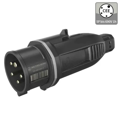 WALTHER CEE NEO Stecker FW210501CC | 16A 5-polig 1h | One-Touch Käfigzugfeder | IP54 | Kunststoff | grau