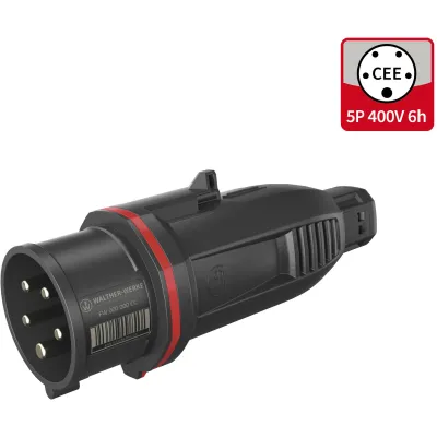 WALTHER CEE NEO Stecker FW210506CC | 16A 5-polig | One-Touch Käfigzugfeder | IP54 | 400V 6h | Kunststoff | rot
