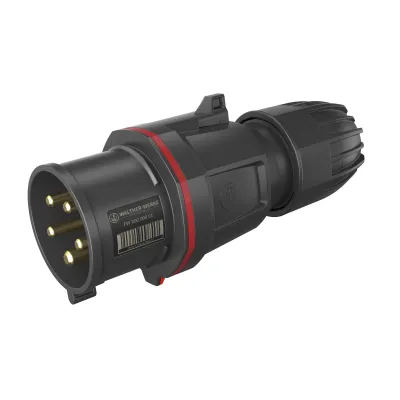 WALTHER CEE-Stecker FW231506CC | 32A 5-polig | IP54 | 6h | schraublose Klemme | 200/346V-240/415V | rot | Kunststoff