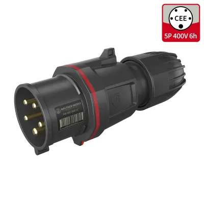 WALTHER CEE-Stecker FW231506SK 32A 5-polig | 400V | IP54 | Schraubklemme | 6h | Kunststoff | rot