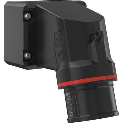 WALTHER CEE Wandgerätestecker FW714506CC | 16A 5-polig 400V | abgewinkelt | IP54 | schraublos | Uhrzeit 6h | rot