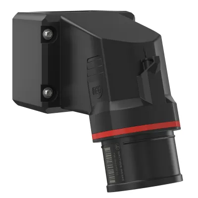 WALTHER CEE Wandgerätestecker FW714506CC | 16A 5-polig 400V | abgewinkelt | IP54 | schraublos | Uhrzeit 6h | rot