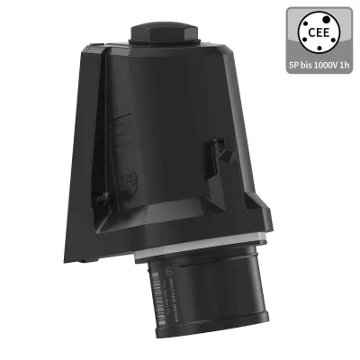 WALTHER CEE NEO Wandgerätestecker FW710501SK | 5-polig 16A 1h | IP54 | schräg abgewinkelt | Schraubklemme | grau