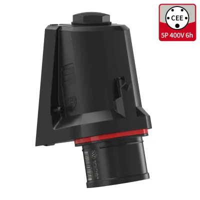 WALTHER CEE NEO Wandgerätestecker FW710506SK | 16A 5-polig 400V | IP54 | schräg abgewinkelt | Schraubklemme | rot