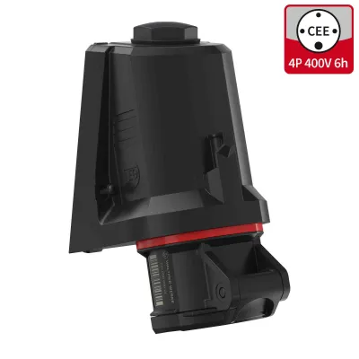 WALTHER CEE Wandsteckdose FW110406CC | 16A 4-polig 6h | Aufputz | IP54 | schraublose Klemme | 400V | Kunststoff | rot