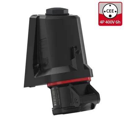 WALTHER CEE Wandsteckdose FW110406CC | 16A 4-polig 6h | Aufputz | IP54 | schraublose Klemme | 400V | Kunststoff | rot