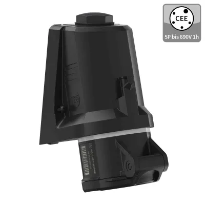 Walther CEE Wandsteckdose FW110501CC | 16A 5-polig Aufputz | IP54 | schraublose Klemme | Kunststoff | grau