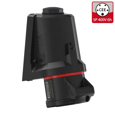 Walther CEE Wandsteckdose FW110506CC | 16A | 5-polig | 6h | 400V | IP54 | Aufputz | schraublose Klemme | rot