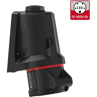 Walther CEE Wandsteckdose FW110506CC | 16A | 5-polig | 6h | 400V | IP54 | Aufputz | schraublose Klemme | rot