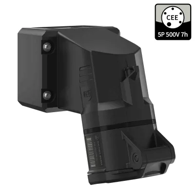 Walther CEE Wandsteckdose FW111507SK | 16A 5-polig | 7h | IP54 | 500V | Aufputz | Schraubklemme | schwarz