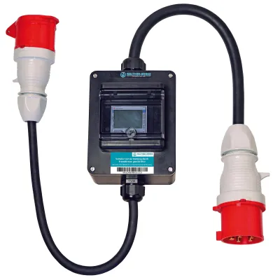 Walther CEE Stromzähler-Leitung 64Z0110 | 16A 5-polig | MID geeicht | IP44 | 1,5m Gummikabel | Uni-Box | schwarz