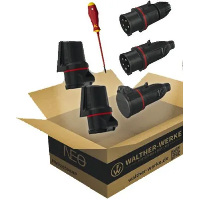 Walther CEE-Starterpaket 16A 5-polig 400V IP54 Edelstahl | NEO One-Touch Phasenwender | TX10