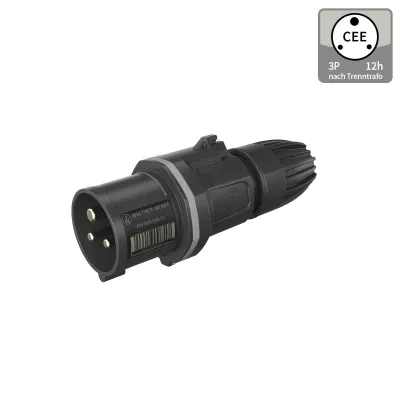 Walther CEE Stecker FW211312SK | 3-polig 16A 12h | IP54 | Schraubklemme | Verschraubung | Kunststoff | grau