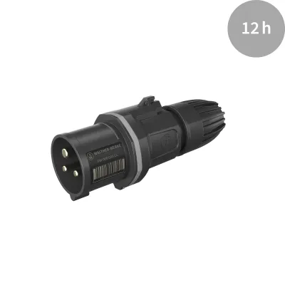 Walther CEE Stecker FW211312SK | 3-polig 16A 12h | IP54 | Schraubklemme | Verschraubung | Kunststoff | grau