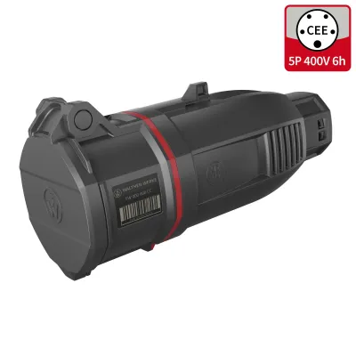 WALTHER CEE-Kupplung FW330506CC | One-Touch | 32A 5-polig 6h | IP54 | 400V | schraublose Klemme | Kunststoff | rot