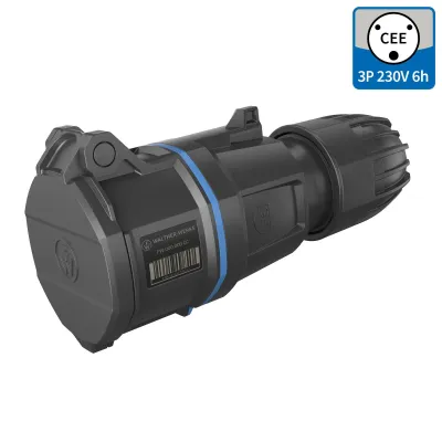 Walther CEE Kupplung FW331306CC | 32A | 3-polig | IP54 | 200-250V | 6h | schraublose Klemme | Kunststoff | blau