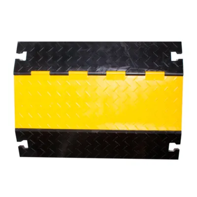 WALTHER Kabelbrücke 39870045 | 4-Kanal Kabelschutz | 910x590x75 mm | Vollgummi | bis 9 t Achslast | schwarz/gelb