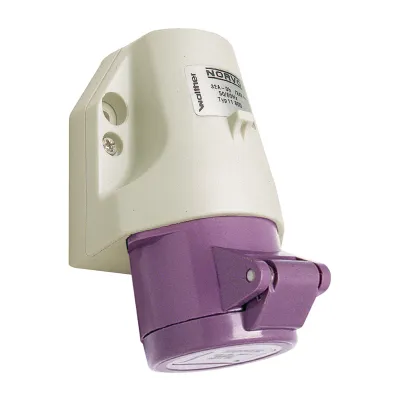Walther Werke Wandsteckdose 10110 | 16A 2-polig 24V IP44 | Aufputz | Kabeleinführung oben | Kunststoff | violett