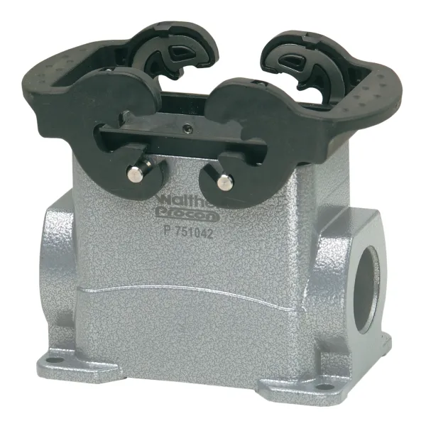 Walther Sockelgehäuse P711010MS | B10 Steckverbinder | 53mm | Aluminium | Querbügelsicherung | M20 | IP65 | grau