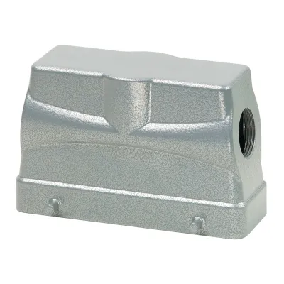 WALTHER Tüllengehäuse P718124 B24 | Industrie Steckverbinder | Aluminium | IP65 | seitlicher Kabelausgang | grau