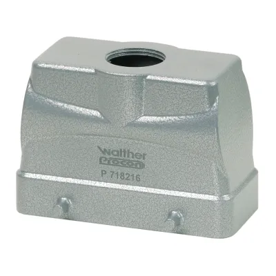 Walther Tüllengehäuse B16 | P718216 | rechteckig | 65mm | 1x M25 oben | Aluminium | IP65 | grau | Querbügel