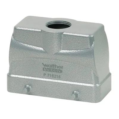 Walther Tüllengehäuse B16 | P718216 | rechteckig | 65mm | 1x M25 oben | Aluminium | IP65 | grau | Querbügel