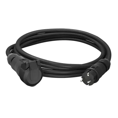 WALTHER Verlängerungskabel 39100302500013 | 50m | 3x2,5mm² | Schuko Stecker & Kupplung | Gummi | 16A 250V | schwarz
