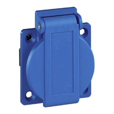 Walther Schutzkontaktsteckdose 10003 | SCHUKO Anbaudose 16A 230V | IP54 spritzwassergeschützt | Flansch 38x38mm | blau