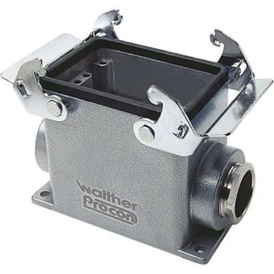 WALTHER Sockelgehäuse T701832MS | Aluminium Druckguss | 81,5 mm hoch | 1x M32 Stutzen | Querbügel | IP65 | grau